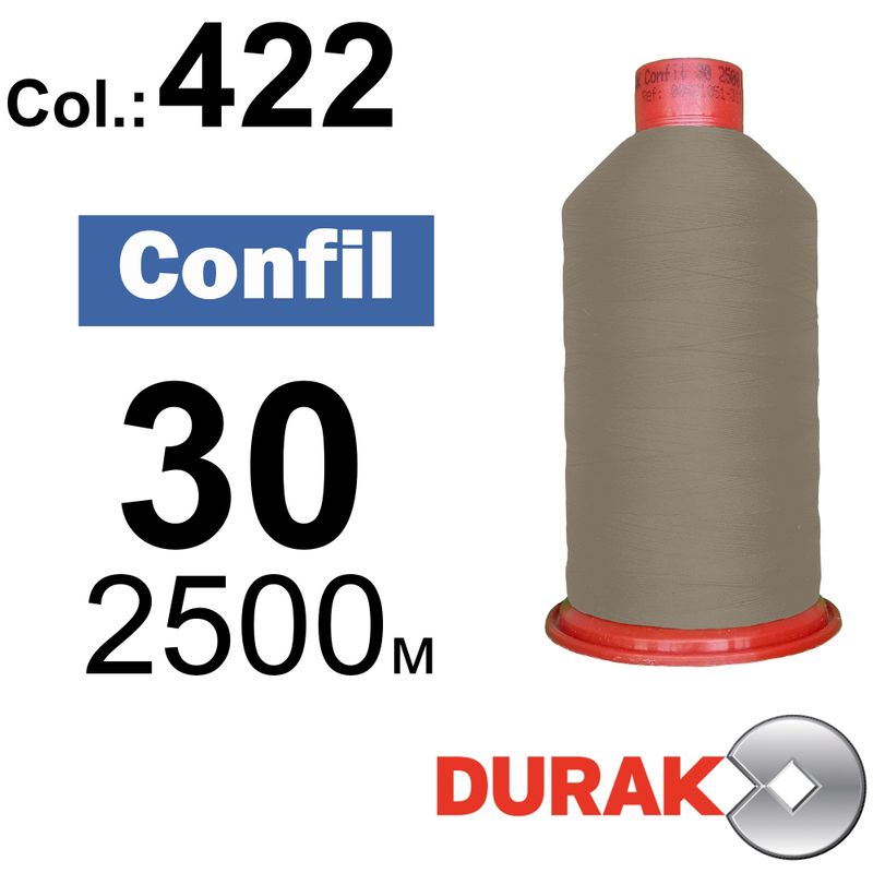Нитки сверхпрочные, Confil, полиэстер, N30 (80tex), длина 2500 м., цвет 37(422)-165 колонка 10
