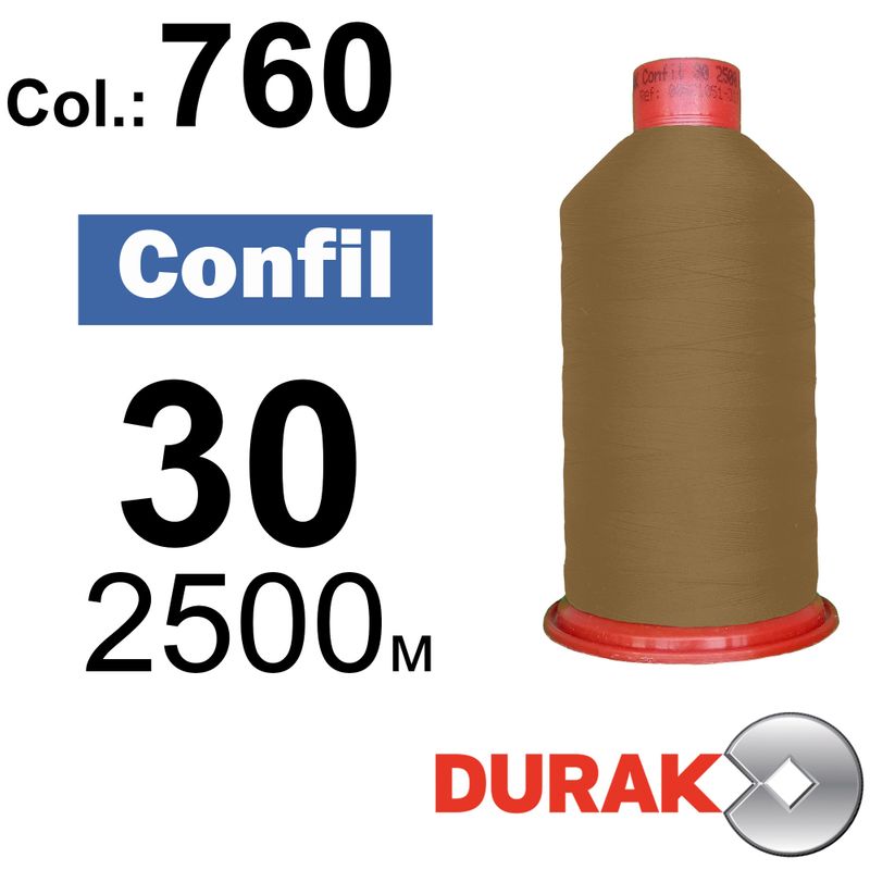 Нитки сверхпрочные, Confil, полиэстер, N30 (80tex), длина 2500 м., цвет 38(760)-38 колонка 3
