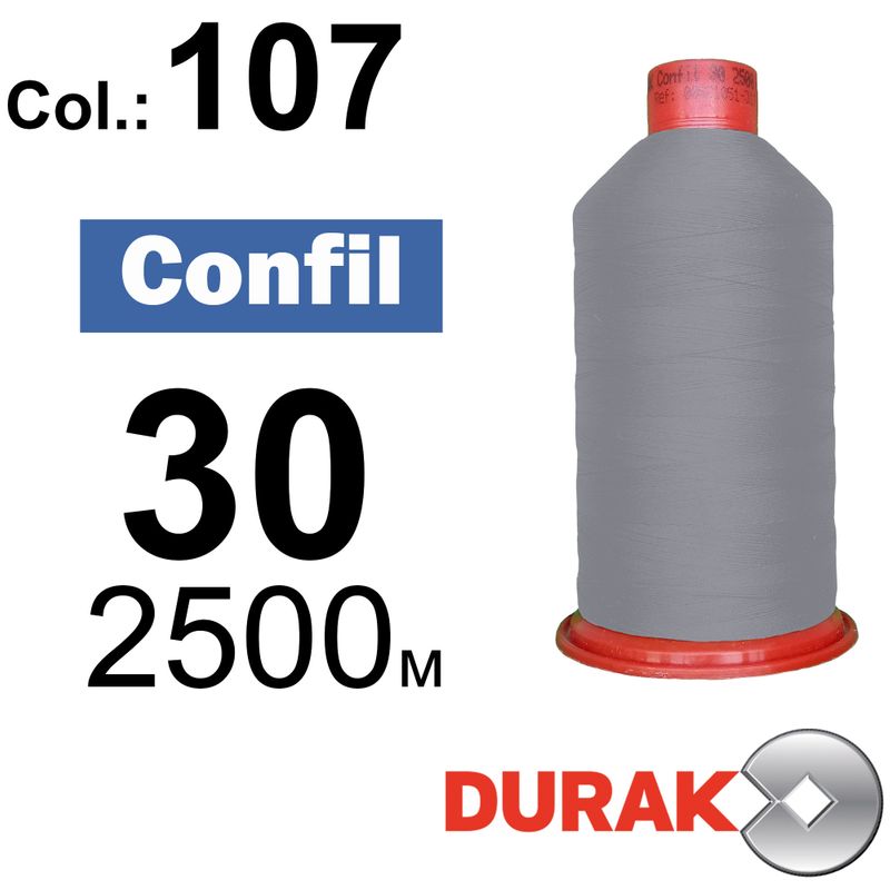 Нитки сверхпрочные, Confil, полиэстер, N30 (80tex), длина 2500 м., цвет 40(107)-124 колонка 11