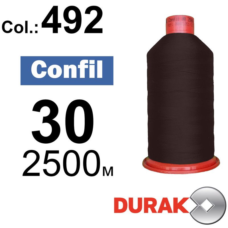 Нитки сверхпрочные, Confil, полиэстер, N30 (80tex), длина 2500 м., цвет 41(492)-45 колонка 11