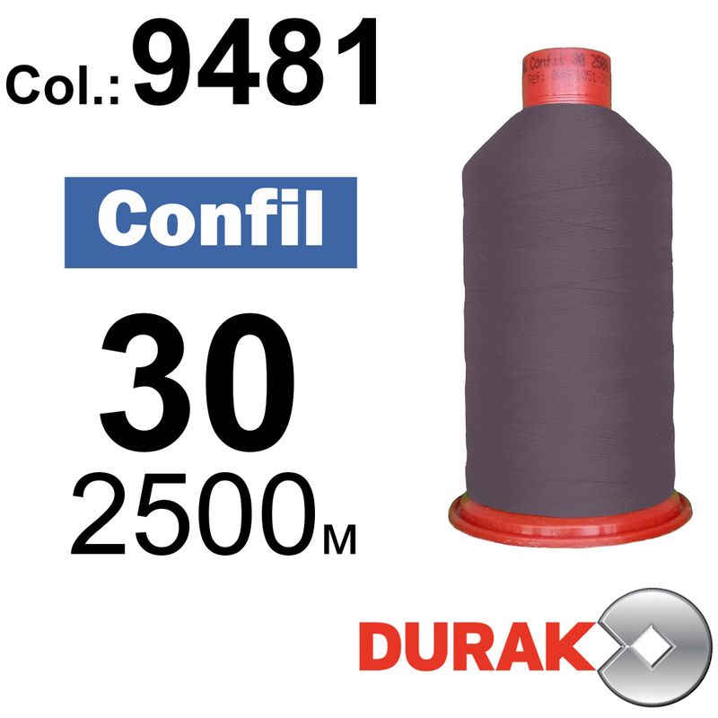 Нитки сверхпрочные, Confil, полиэстер, N30 (80tex), длина 2500 м., цвет 42(9481)-561 колонка 5