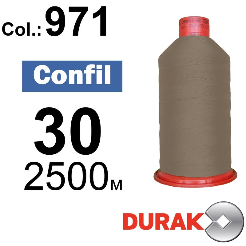 Нитки сверхпрочные, Confil, полиэстер, N30 (80tex), длина 2500 м., цвет 45(971)-127 колонка 10
