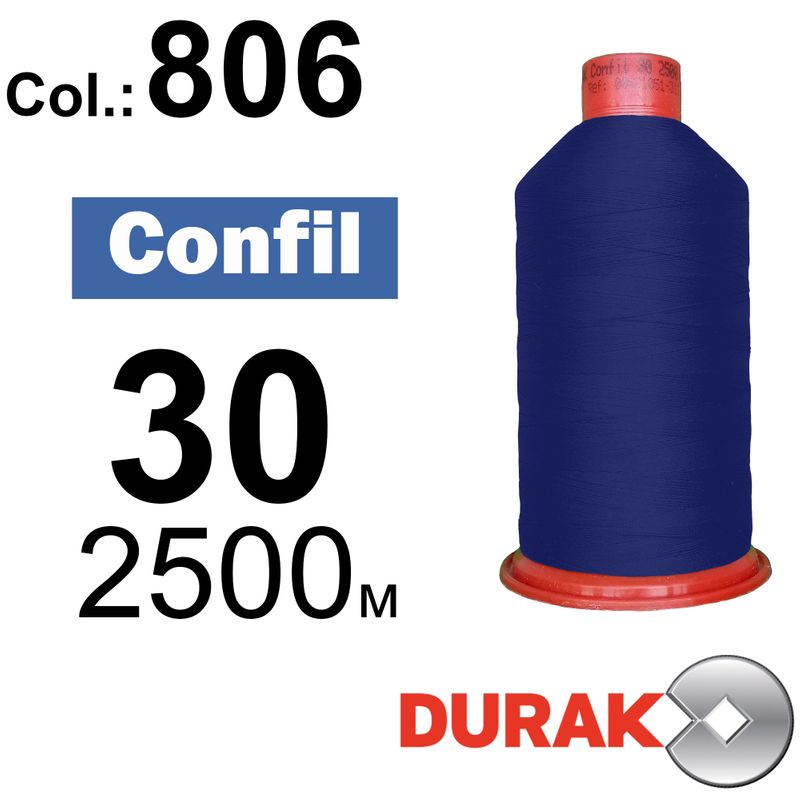 Нитки сверхпрочные, Confil, полиэстер, N30 (80tex), длина 2500 м., цвет 46(806)-719 колонка 6