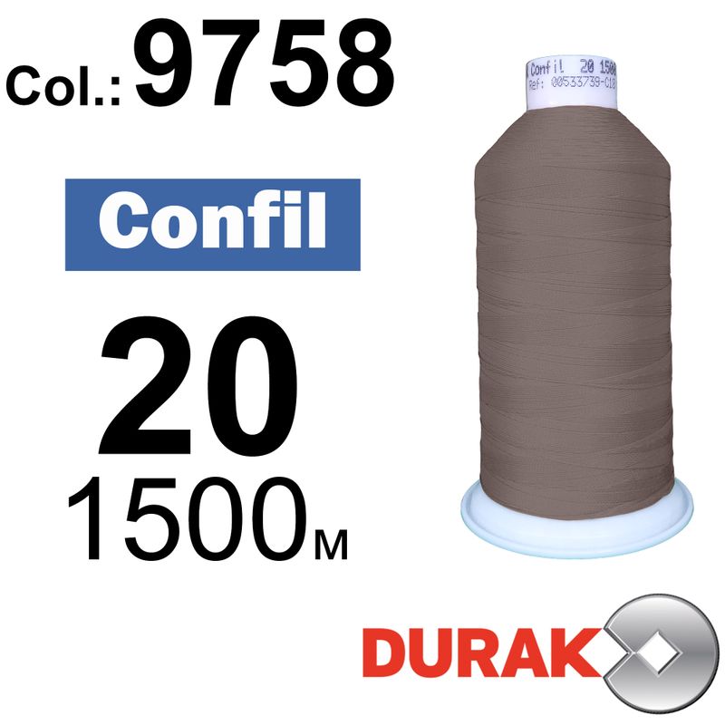 Нитки сверхпрочные, Confil, полиэстер, N20 (135tex), длина 1500 м., цвет 04(9758)-227 колонка 11
