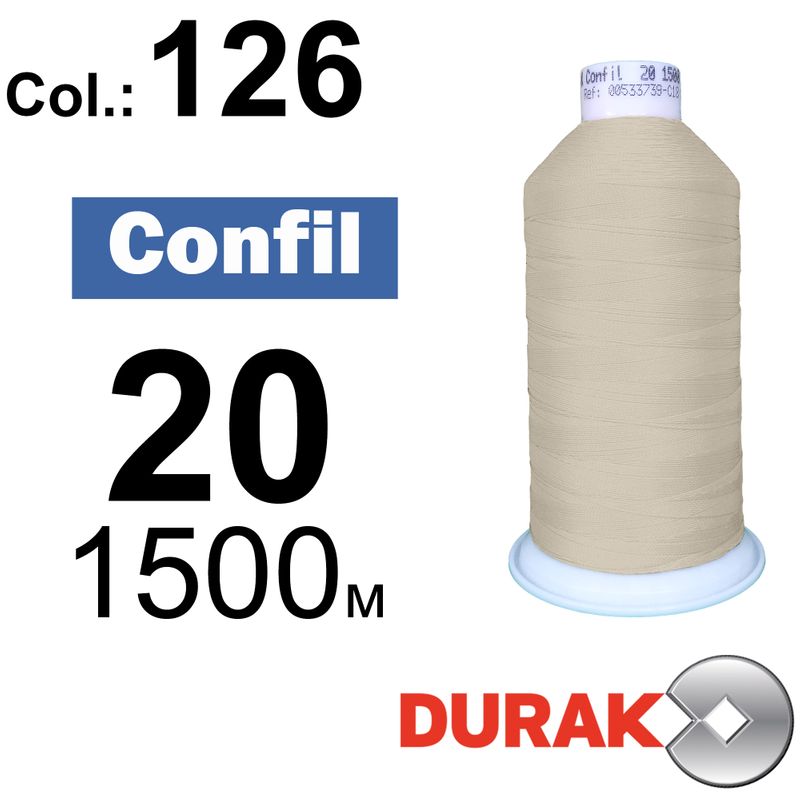 Нитки сверхпрочные, Confil, полиэстер, N20 (135tex), длина 1500 м., цвет 05(126)-97 колонка 10