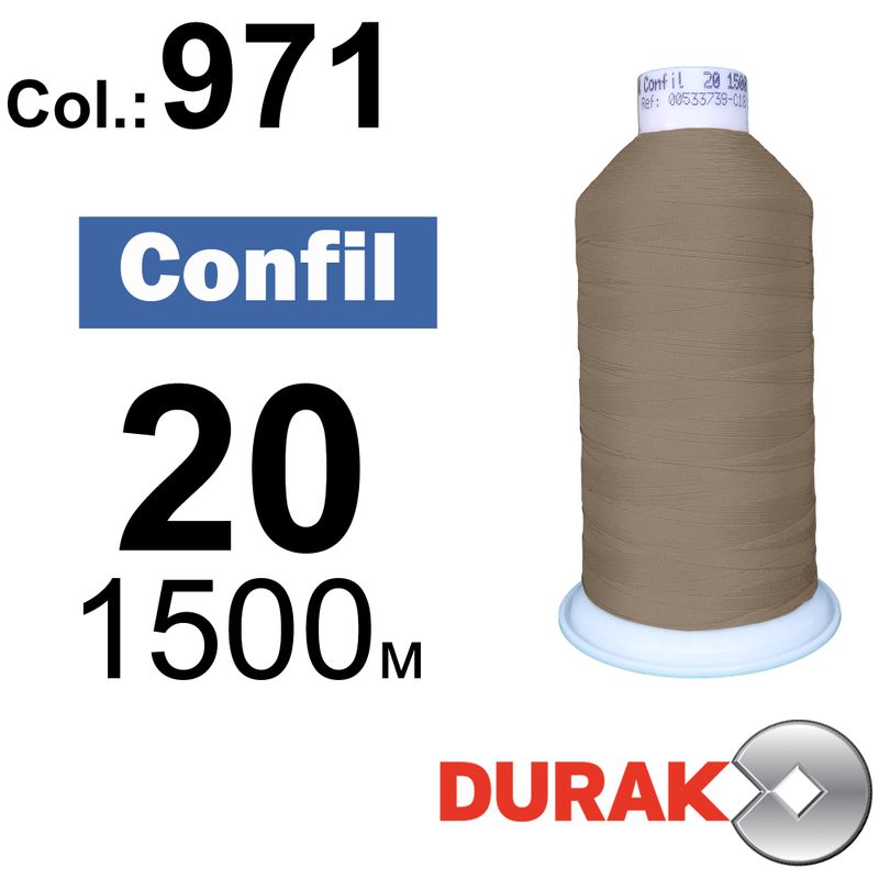 Нитки сверхпрочные, Confil, полиэстер, N20 (135tex), длина 1500 м., цвет 45(971)-127 колонка 10
