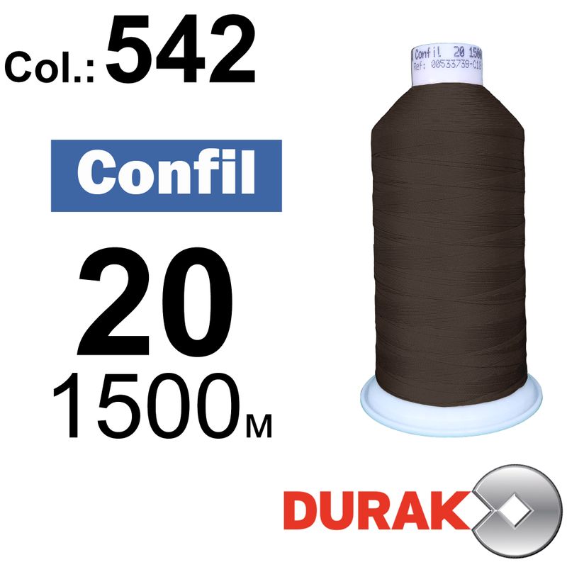 Нитки сверхпрочные, Confil, полиэстер, N20 (135tex), длина 1500 м., цвет 07(542)-46 колонка 10