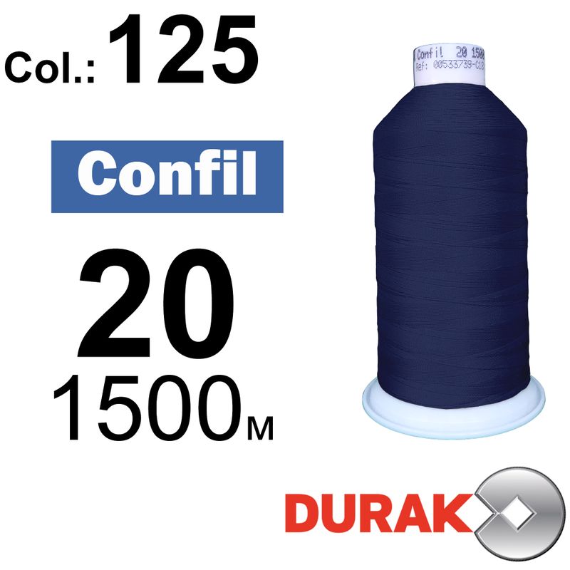 Нитки сверхпрочные, Confil, полиэстер, N20 (135tex), длина 1500 м., цвет 08(125)-65 колонка 6