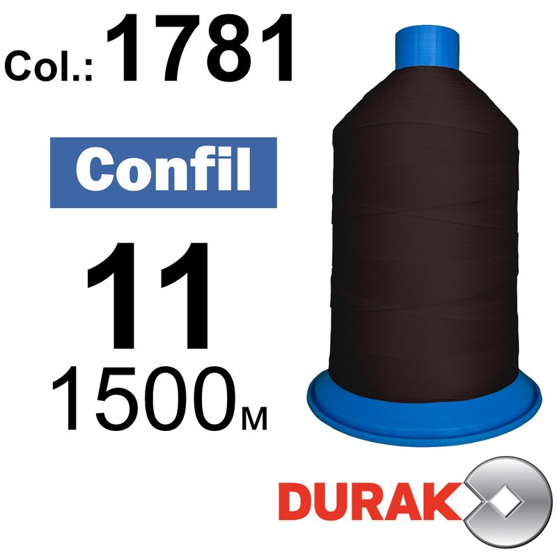 Нитки сверхпрочные, Confil, полиэстер, N11 (270tex), длина 1500 м., цвет 15(1781)-178 колонка 3