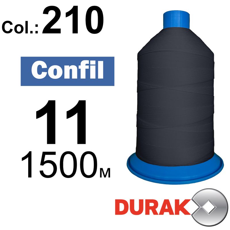 Нитки сверхпрочные, Confil, полиэстер, N11 (270tex), длина 1500 м., цвет 18(210)-200 колонка 11