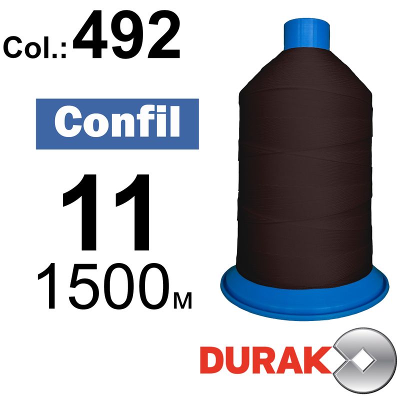 Нитки сверхпрочные, Confil, полиэстер, N11 (270tex), длина 1500 м., цвет 29(492)-45 колонка 11