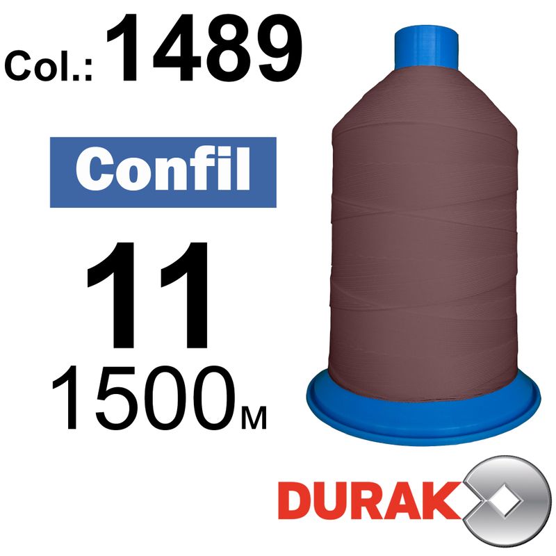 Нитки сверхпрочные, Confil, полиэстер, N11 (270tex), длина 1500 м., цвет 10(1489)-228 колонка 4