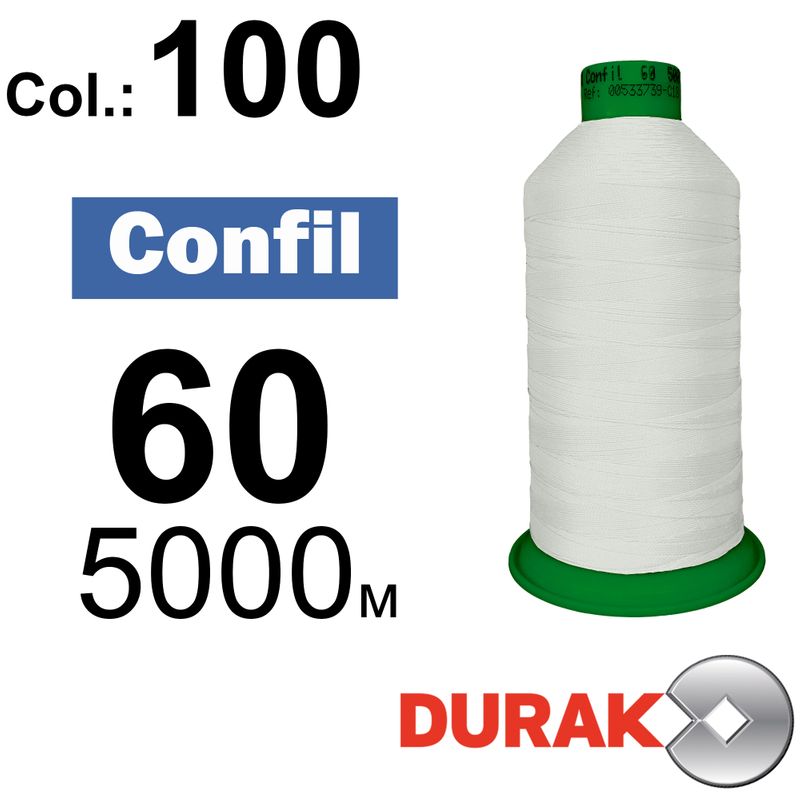 Нитки сверхпрочные, Confil, полиэстер, N60 (45tex), длина 5000 м., цвет 02(100)-566 колонка 1