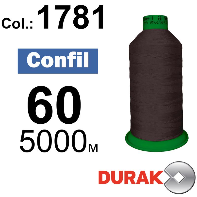 Нитки сверхпрочные, Confil, полиэстер, N60 (45tex), длина 5000 м., цвет 03(1781)-178 колонка 3