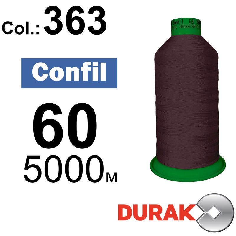 Нитки сверхпрочные, Confil, полиэстер, N60 (45tex), длина 5000 м., цвет 16(363)-41 колонка 4