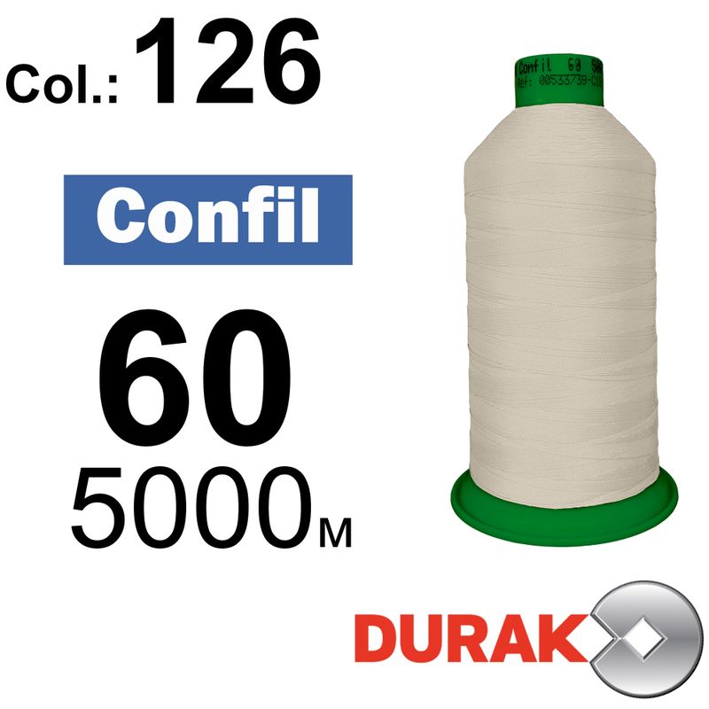 Нитки сверхпрочные, Confil, полиэстер, N60 (45tex), длина 5000 м., цвет 04(126)-97 колонка 10