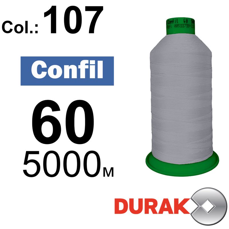 Нитки сверхпрочные, Confil, полиэстер, N60 (45tex), длина 5000 м., цвет 12(107)-124 колонка 11