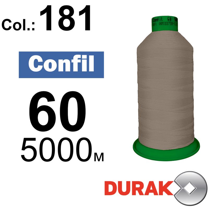 Нитки сверхпрочные, Confil, полиэстер, N60 (45tex), длина 5000 м., цвет 13(181)-99 колонка 10