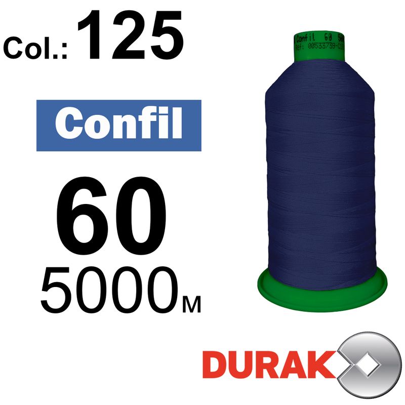 Нитки сверхпрочные, Confil, полиэстер, N60 (45tex), длина 5000 м., цвет 19(125)-65 колонка 6