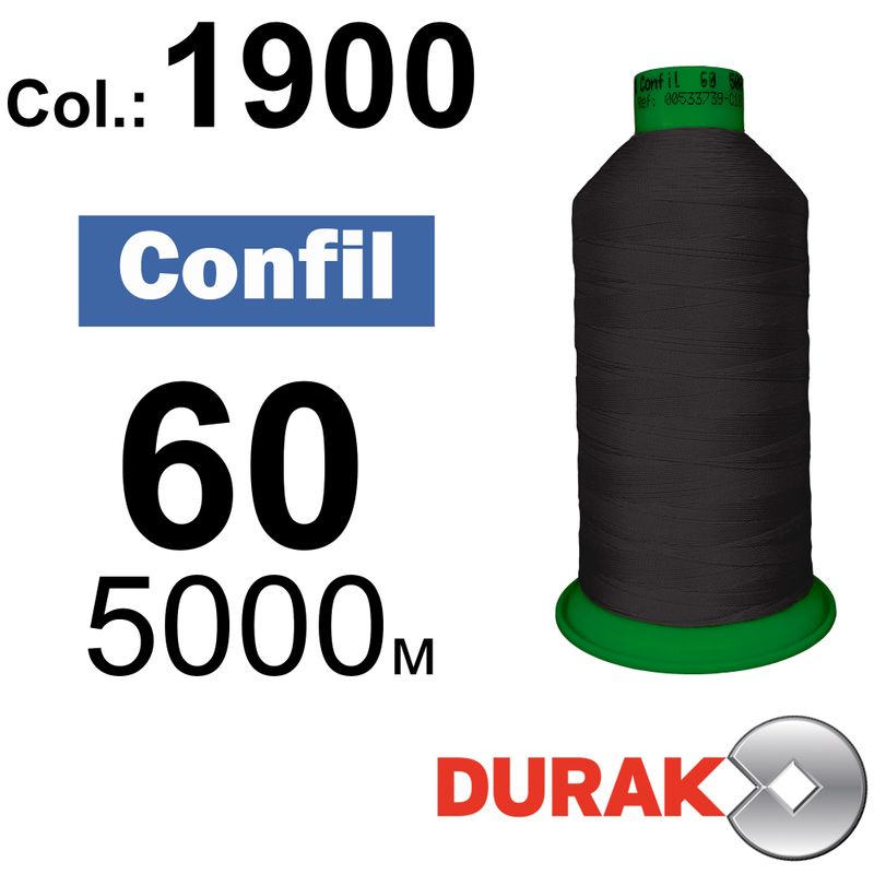 Нитки сверхпрочные, Confil, полиэстер, N60 (45tex), длина 5000 м., цвет 21(1900)-48 колонка 10 Нитки сверхпрочные, Confil, полиэстер, N60 (45tex), длина 5000 м., цвет 21(1900)-48 колонка 10