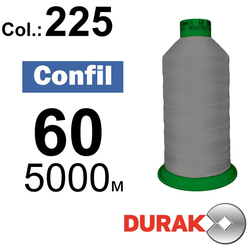 Нитки сверхпрочные, Confil, полиэстер, N60 (45tex), длина 5000 м., цвет 10(225)-107 колонка 12
