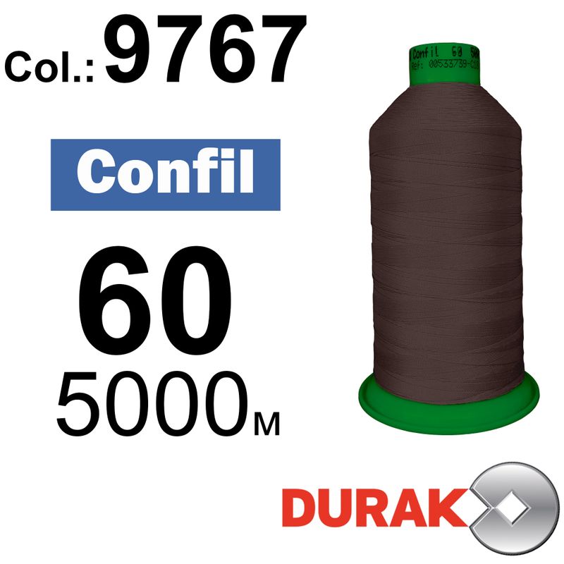 Нитки сверхпрочные, Confil, полиэстер, N60 (45tex), длина 5000 м., цвет 12(9767)-45 колонка 3