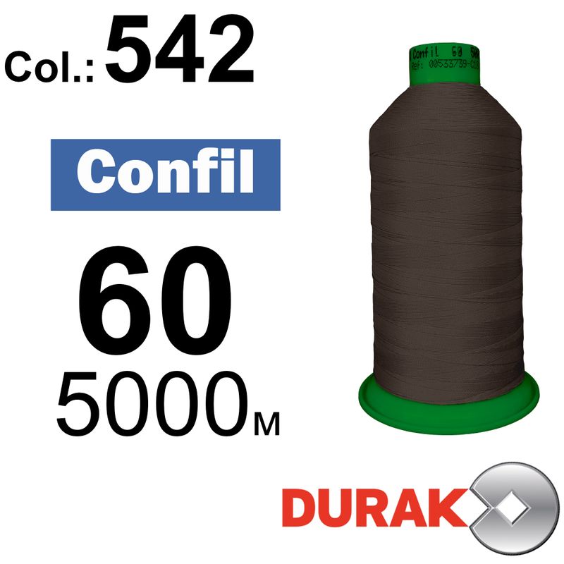 Нитки сверхпрочные, Confil, полиэстер, N60 (45tex), длина 5000 м., цвет 15(542)-46 колонка 10