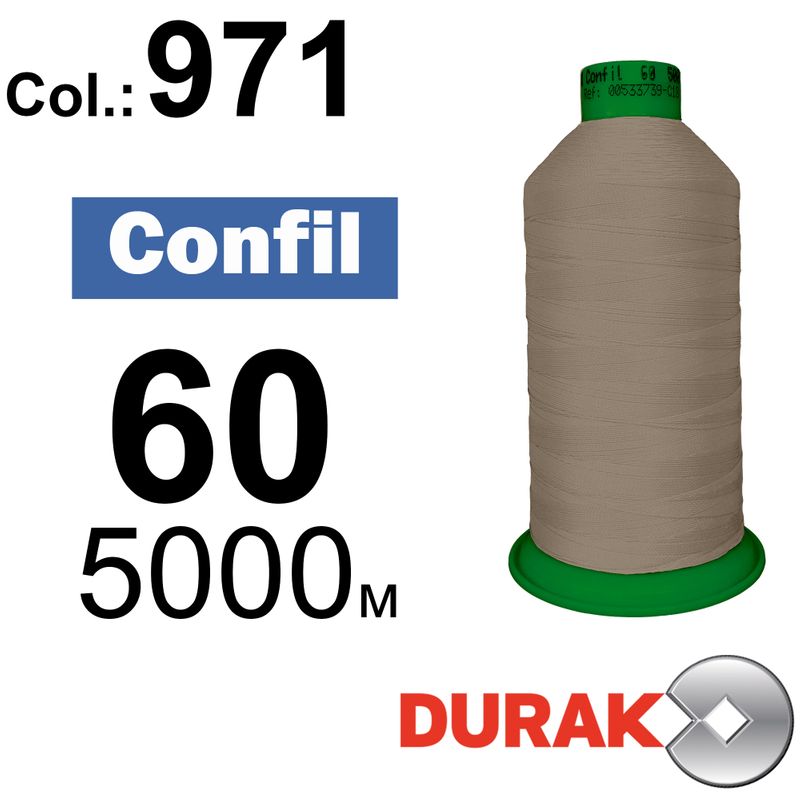 Нитки сверхпрочные, Confil, полиэстер, N60 (45tex), длина 5000 м., цвет 28(971)-127 колонка 10