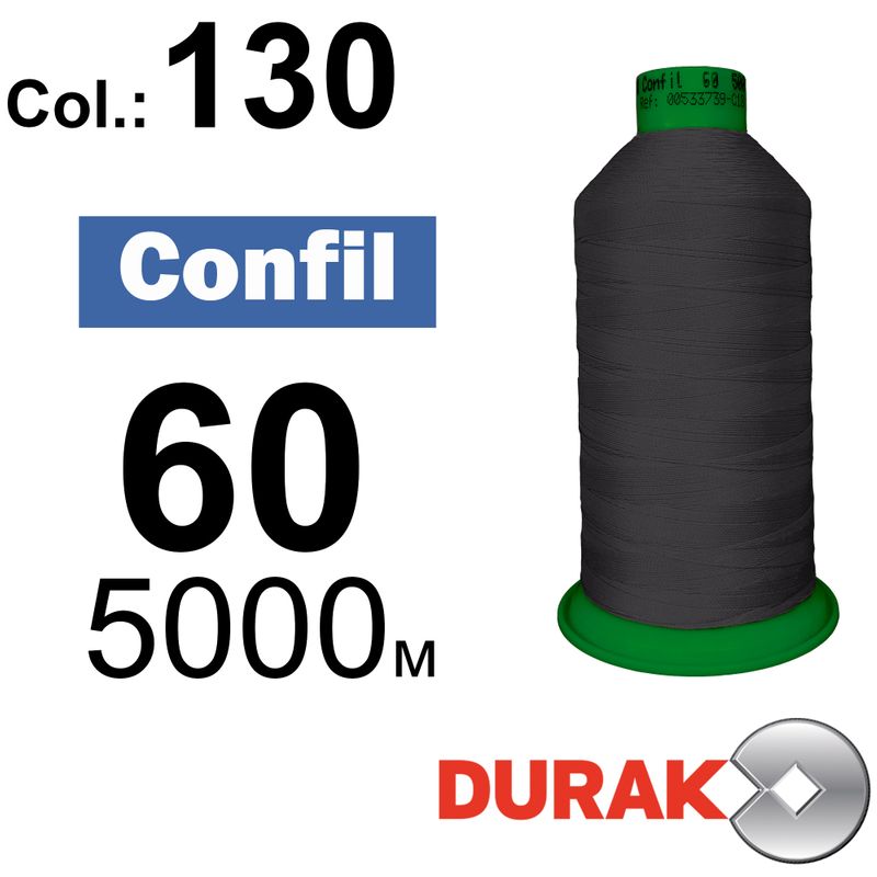 Нитки сверхпрочные, Confil, полиэстер, N60 (45tex), длина 5000 м., цвет 34(130)-330 колонка 12