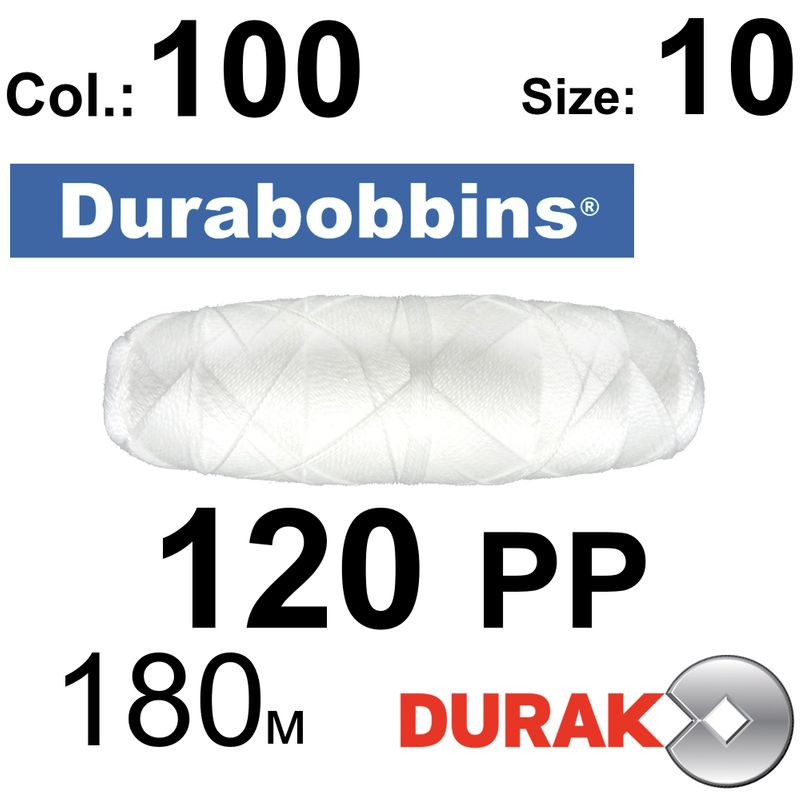 Нитки армированные, Durabobbins, полиэстер, N120 (24 tex), Size-10 длина 180м., Цвет 01 (100) -566