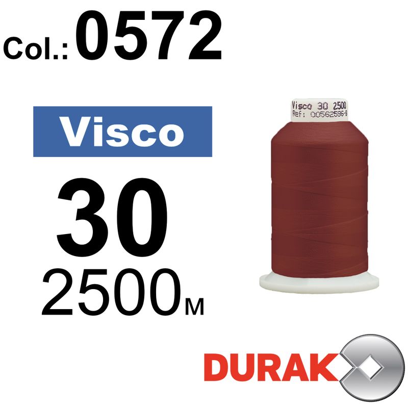 Нитки для машинной вышивки, Visco, вискоза, N30 (150D/2), длина 2500 м., цвет (0572), терракотовый