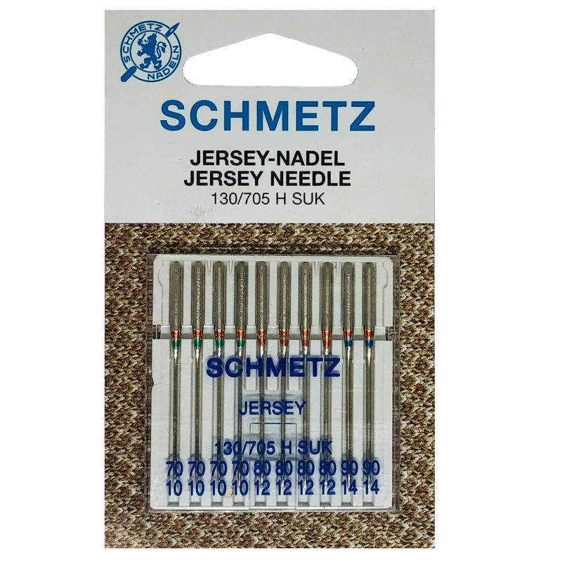 Иглы для трикотажа, джерси № MIX, SC, (130 / 705H SUK): 70/10 (4); 80/12 (4); 90/14 (2) 1уп. = 10шт