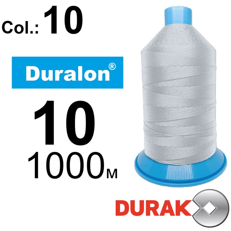 Нитки сверхпрочные, Duralon, нейлон 6. 6, N10 (300tex), длина 1000м., цвет (10)-белая, к-1