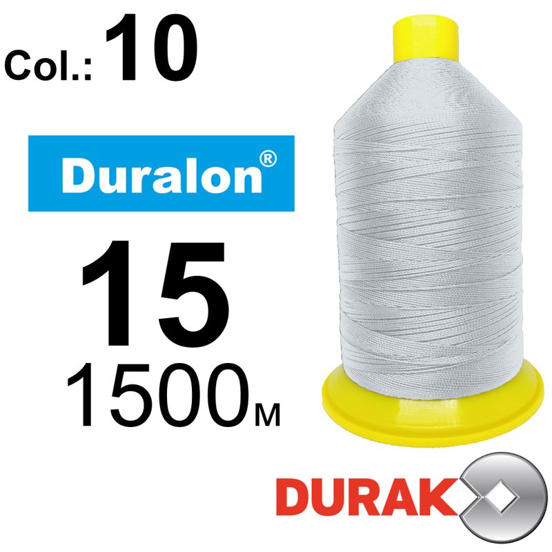 Нитки сверхпрочные, Duralon, нейлон 6. 6, N15 (200tex), длина 1500м., цвет (10)-белая, к-1