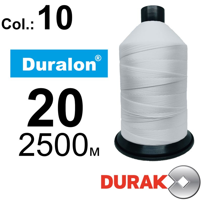 Нитки сверхпрочные, Duralon, нейлон 6. 6, N20 (150tex), длина 2500м., цвет (10)-белая, к-1