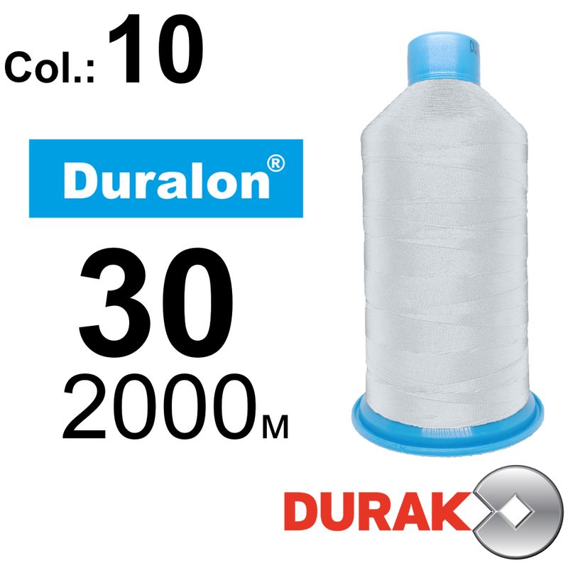 Нитки сверхпрочные, Duralon, нейлон 6. 6, N30 (105tex), длина 2000м., цвет (10)-белая, к-1