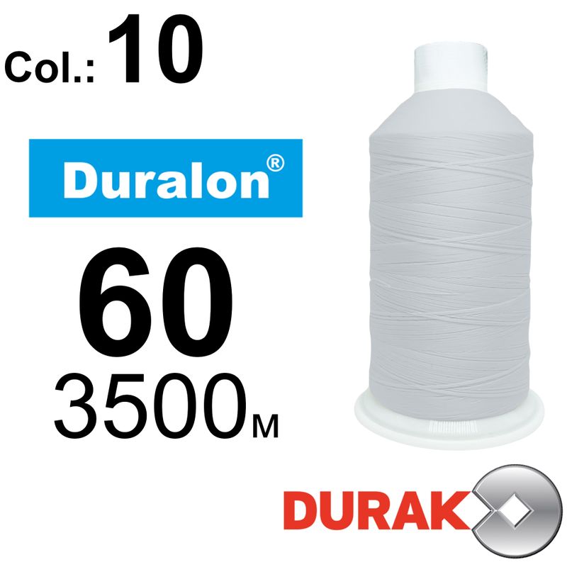 Нитки сверхпрочные, Duralon, нейлон 6. 6, N60 (45tex), длина 3500м., цвет (10)-белая, к-1