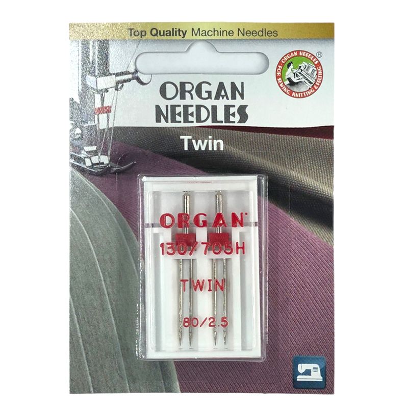 Иглы универсальные двойные №2, 5/80, OR, (130 / 705H), 1уп. = 2шт, блистер