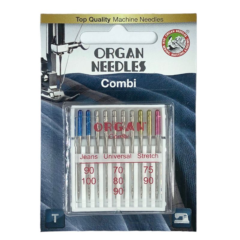 Иглы комби № MIX, OR: Jean-90 (1) / 100 (1) + UNI-70 (1) / 80 (2) / 90 (2) + Stretch-75 (2) / 90 (1), 1уп. = 10шт, блистер