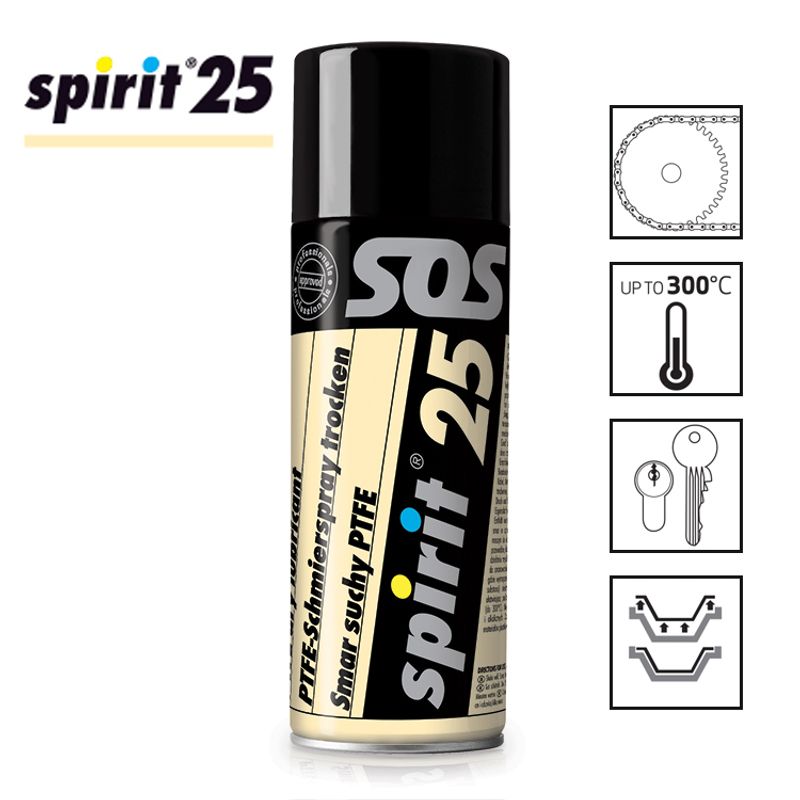 Смазка сухая на основе PTFE (тефлоновое покрытие) SPIRIT 25 - спрей 400мл Смазка сухая на основе PTFE (тефлоновое покрытие) SPIRIT 25 - спрей 400мл