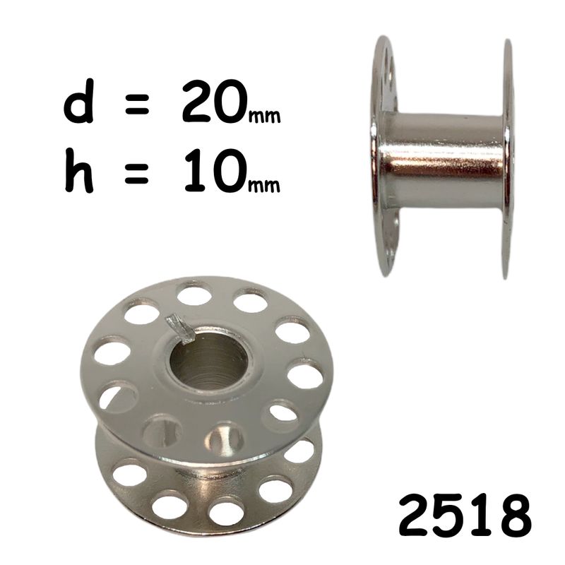 Шпулька для ДМ, Д=20мм, В=10мм, 2518, универсальная, хром, перфо+БП, CH