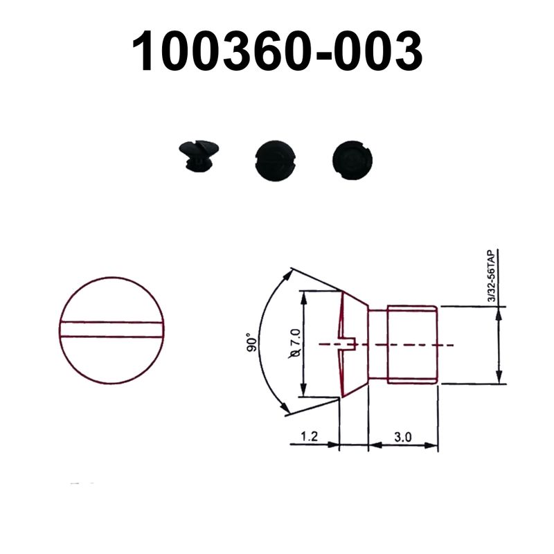 Винт для игловой пластины с отверстием для иглы Brother B430, 100360-003, GE, уп-100шт