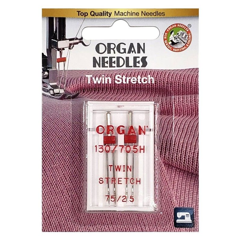 Иглы для стретч, лайкра, бифлекс двойные №2, 5/75, OR, (130/705H), 1уп. =2шт, блистер