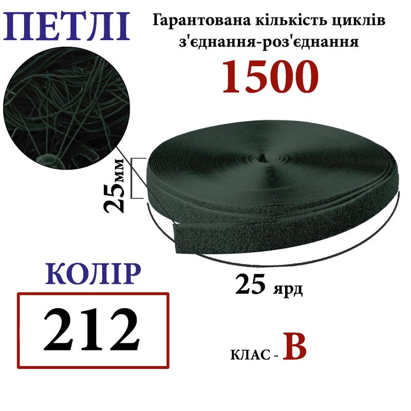Липучка текстильная 25мм х 25яр. (212) петли (1ящ. =40 боб. )полиэстер/нейлон