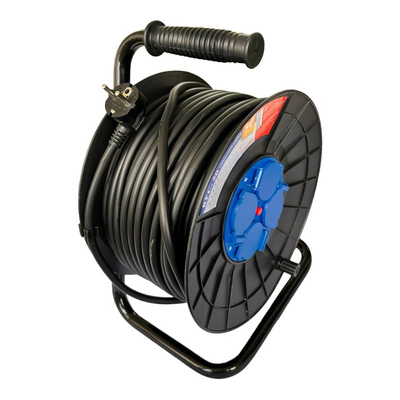 Удлинитель на катушке RFC-50 метров, 4 розетки, провод 3x2. 5 мм2. с заземлением