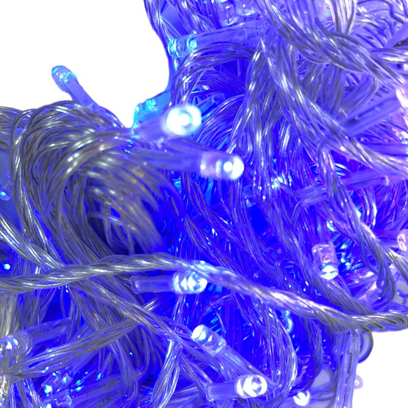 Гирлянда светодиодная DL String 100LED 10м, d-1, 2мм, линейная IP20, контроллер (8р), синий/прозрачная