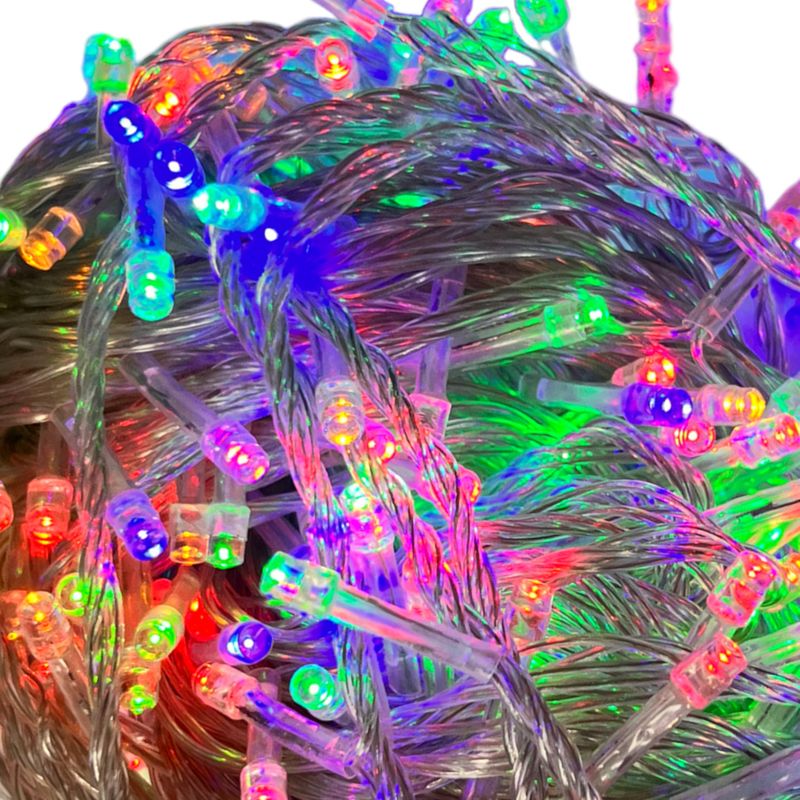 Гирлянда светодиодная DL String 100LED 10м, d-1, 2мм, линейная IP20, контроллер (8р), мульти/прозрачная