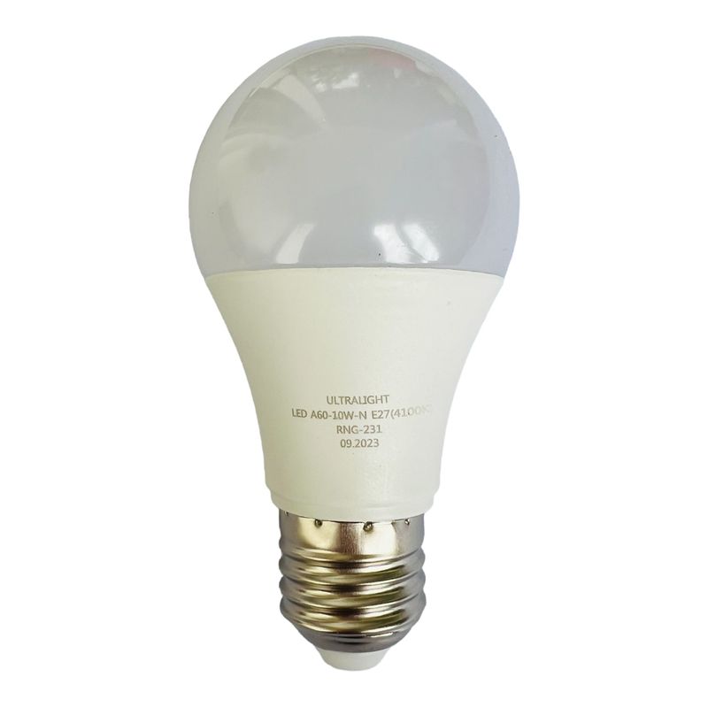 Лампа светодиодная LED A60 E27, 10W, нейтральный свет 4100K, с винтовым ES 27мм цоколем, грушевидная