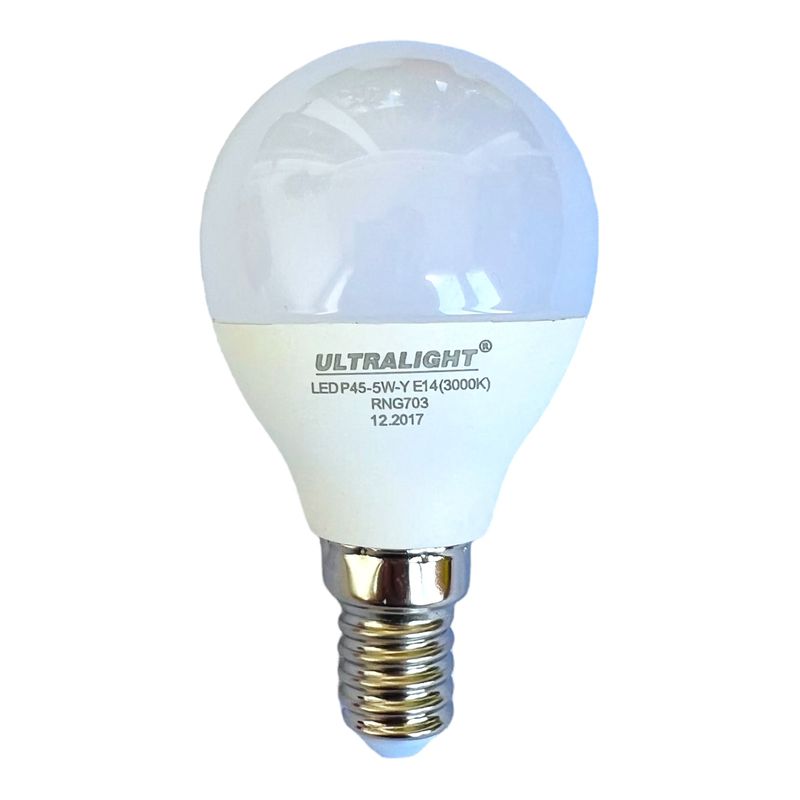 Лампа светодиодная LED P45 E14, 5W, теплый свет 3000K, с винтовым SES 14мм цоколем, шар