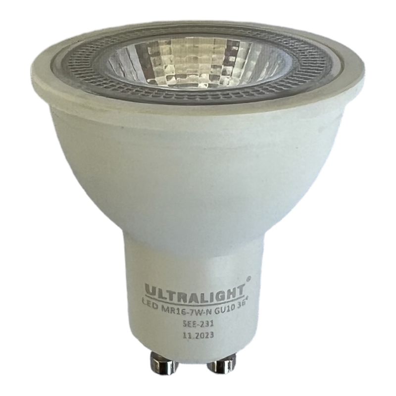 Лампа светодиодная LED MR16 GU10, 7W, нейтральный свет 4000K, со штыревым 10мм цоколем, точка 36°